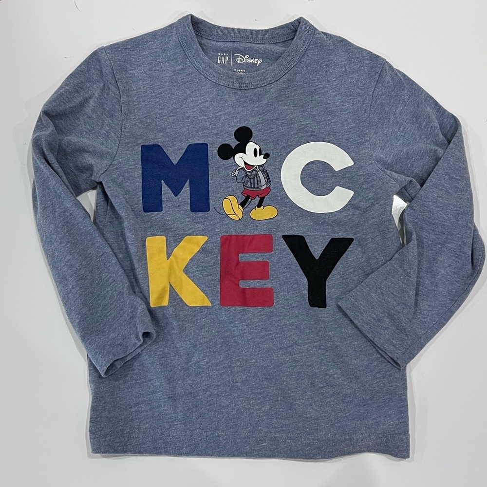 Baby Gap 4T boys Mickey long sleeve blue shirt